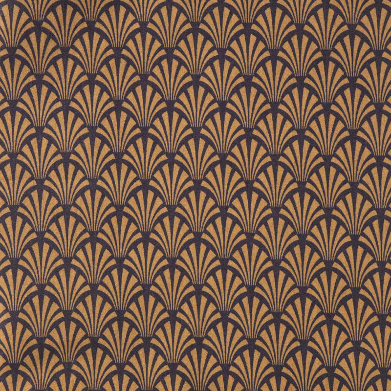 Printed Cotton KHOL Eggplant / Camel